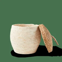 Automne^CASA ALVIN Panier De Rangement Avec Couvercle Brun, Naturel