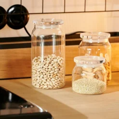 Bocaux^CASA CRYSTAL Pot à Provisions Avec Couvercle Transparent