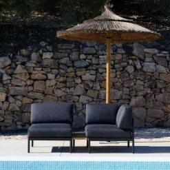 Salon De Jardin^CASA HANNA Lounge Teck Fauteuil Noir