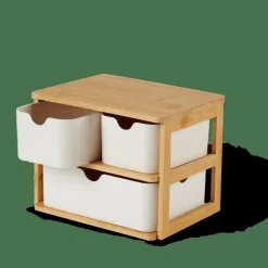 Accessoires Bureau^CASA KONDO Organisateur 3 Tiroirs Blanc, Naturel