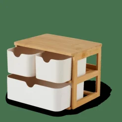 Accessoires Bureau^CASA KONDO Organisateur 3 Tiroirs Blanc, Naturel