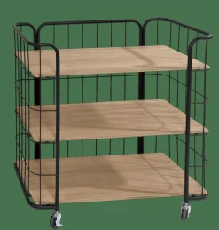Dessertes|Étagères Murales^CASA OSLO Étagère Trolley 3 Tablettes Noir, Naturel