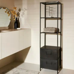 Étagères Murales^CASA PHARMA Étagère Murale Avec 2 Tiroirs Noir