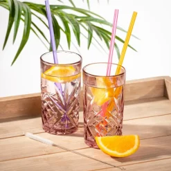 Cocktail Accessoires^CASA SLURP Paille Réutilisable Set De 6 Mélange De 3 Couleurs Orange, Mauve, Rose