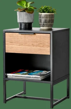 Tables De Chevet|Commodes^CASA TRENTON Table De Chevet Noir, Naturel