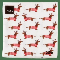 Serviettes^CASA X-MAS DOG Set De 20 Serviettes Multicolore